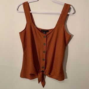 New Sanctuary Women’s Button - Down Tie Front Tank Top Earth | Summer Size M